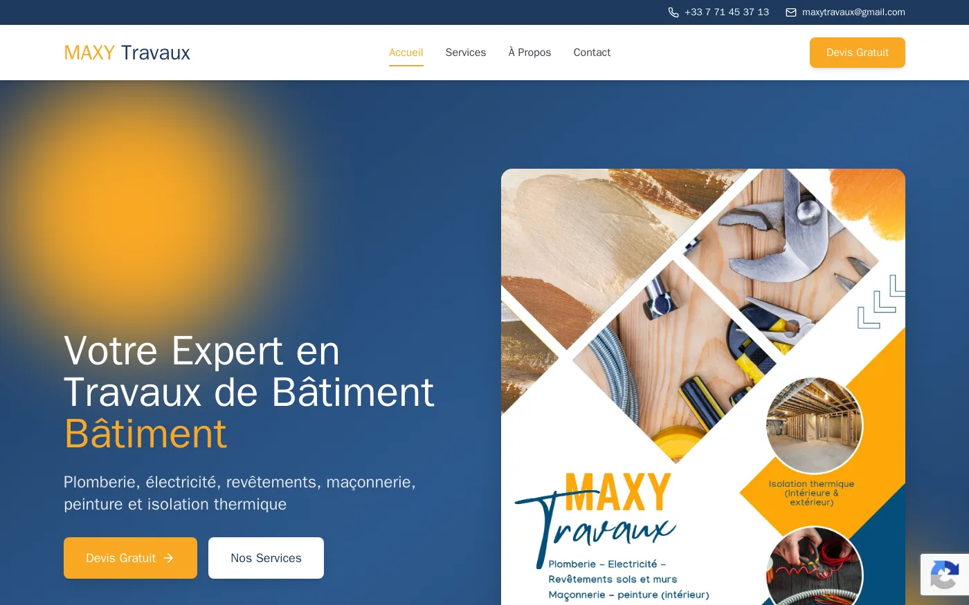 Aperçu du site Maxy Travaux