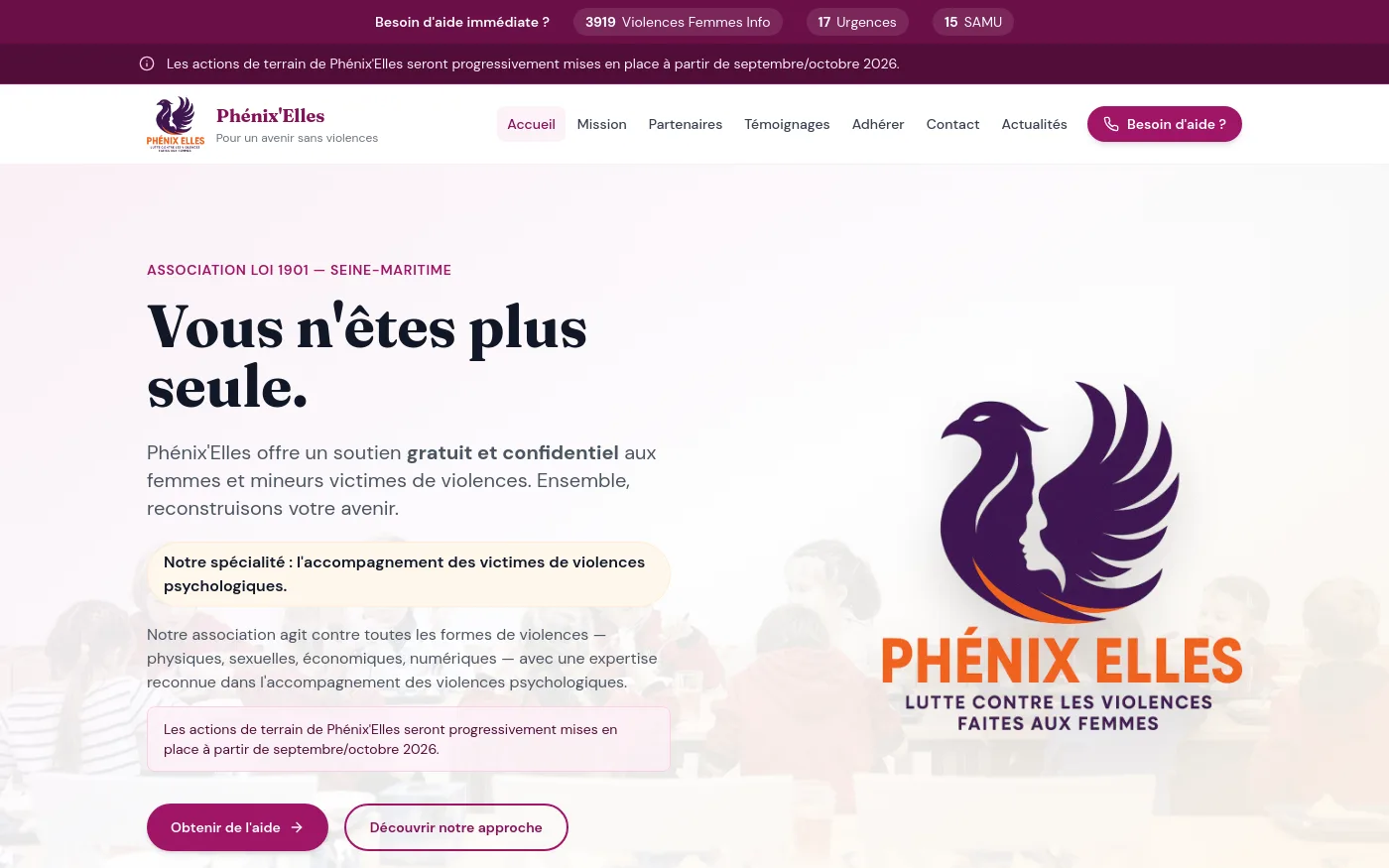 Aperçu du site Phénix'Elles
